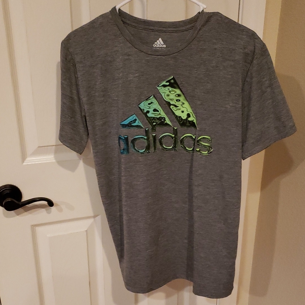 Adidas Heather Gray Tee with Vibrant Logo